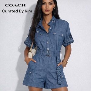 Coach Blue Denim Belted Romper ~ New With Tags!